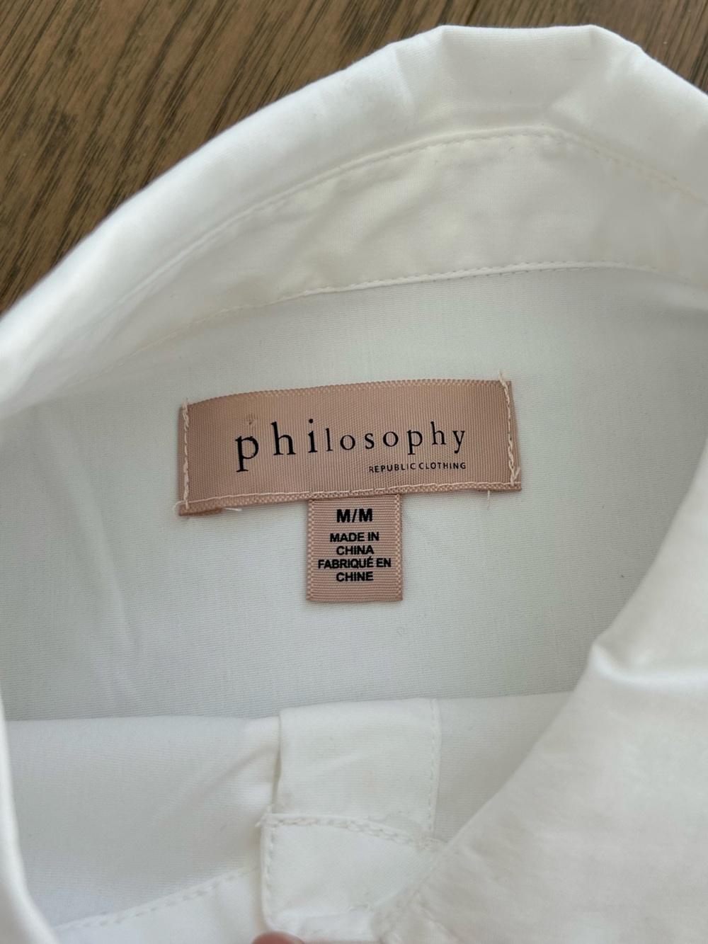 Philosophy Classic White Button-Down Poplin Shirt Size Medium - Picture 4 of 9
